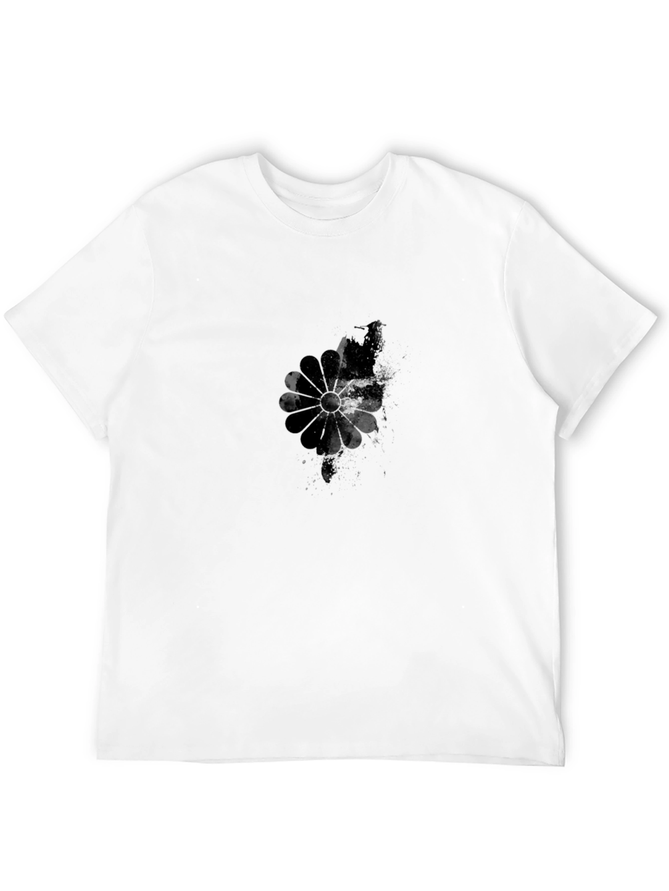 Camiseta Negra Hombre Diseño Abstracto Floral