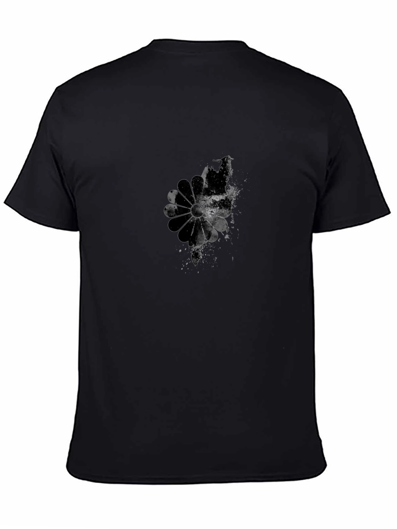 Camiseta Negra Hombre Diseño Abstracto Floral