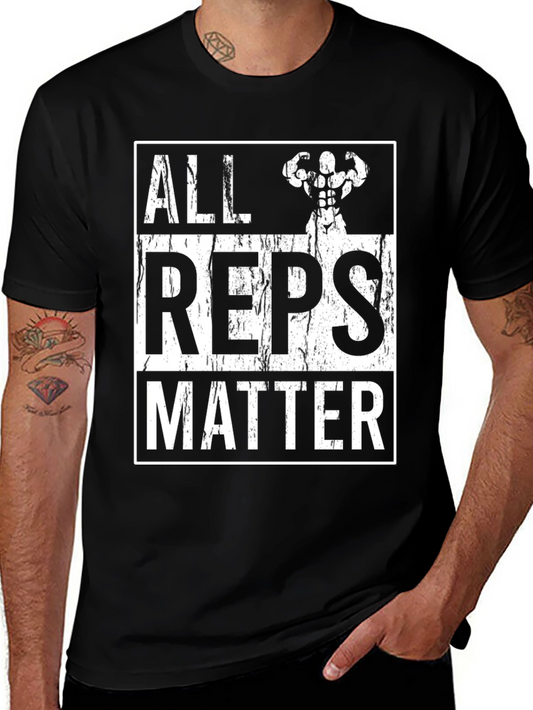Camiseta Negra All Reps Matter Gym Fitness