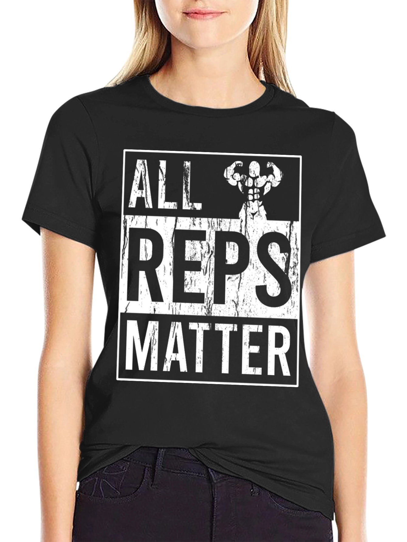 Camiseta Negra All Reps Matter Gym Fitness