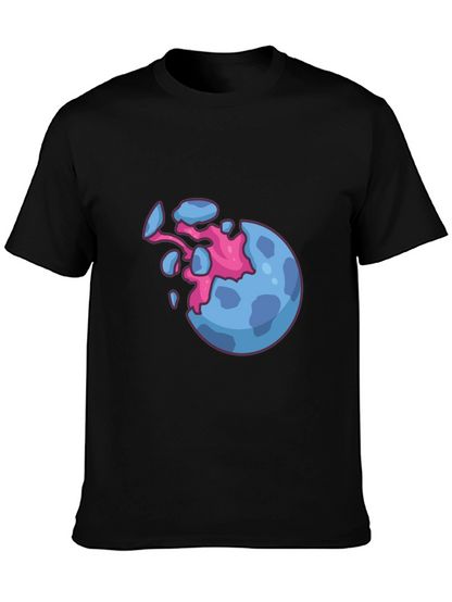 Camiseta Negra con Diseño de Planeta Explosivo