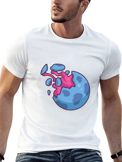 Camiseta Negra con Diseño de Planeta Explosivo
