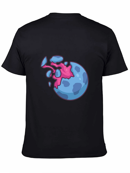 Camiseta Negra con Diseño de Planeta Explosivo