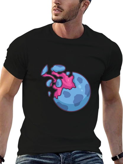 Camiseta Negra con Diseño de Planeta Explosivo