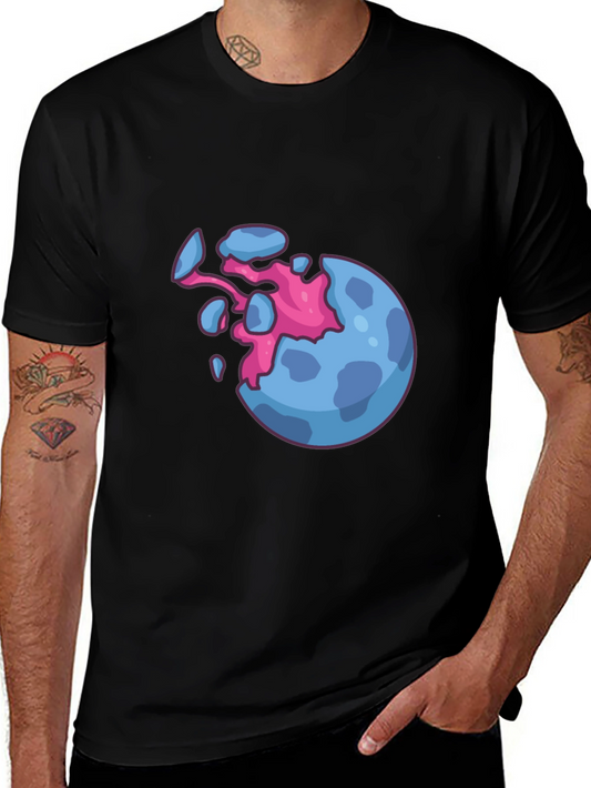 Camiseta Negra con Diseño de Planeta Explosivo
