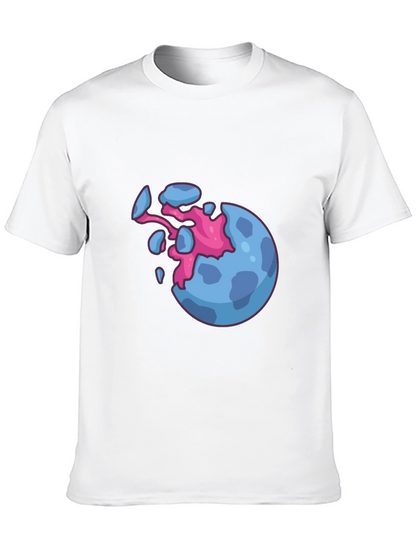 Camiseta Negra con Diseño de Planeta Explosivo