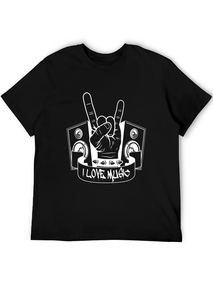 Camiseta Negra I Love Music Rockera