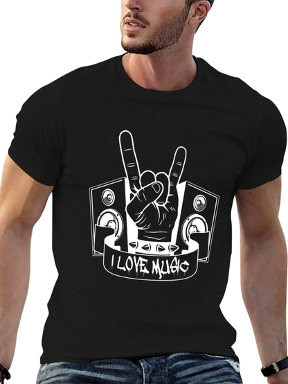 Camiseta Negra I Love Music Rockera