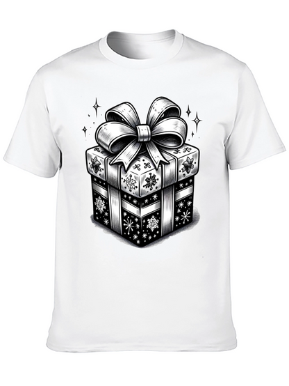 Camiseta Negra con Diseño de Regalo Navideño