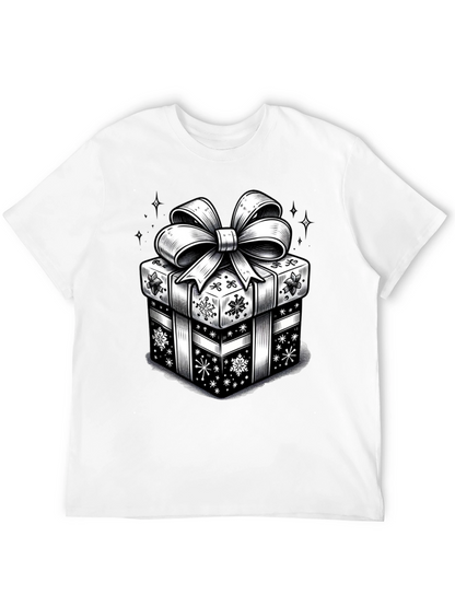 Camiseta Negra con Diseño de Regalo Navideño
