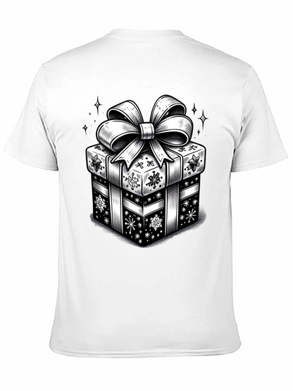 Camiseta Negra con Diseño de Regalo Navideño