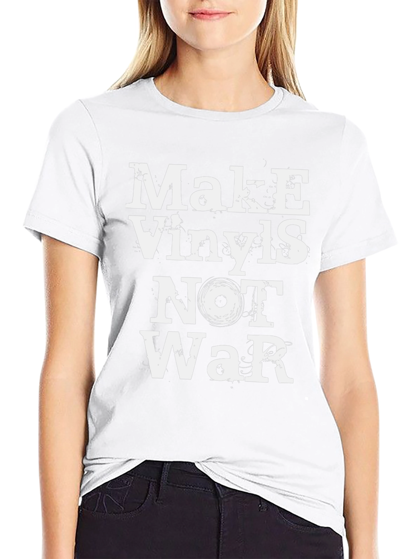Camiseta Negra: ¡Haz Vinilos No la Guerra!