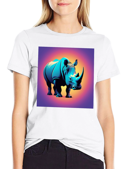 Camiseta Negra con Diseño de Rinoceronte Moderno