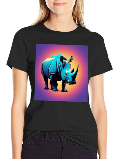 Camiseta Negra con Diseño de Rinoceronte Moderno