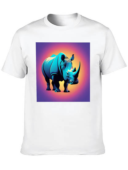 Camiseta Negra con Diseño de Rinoceronte Moderno
