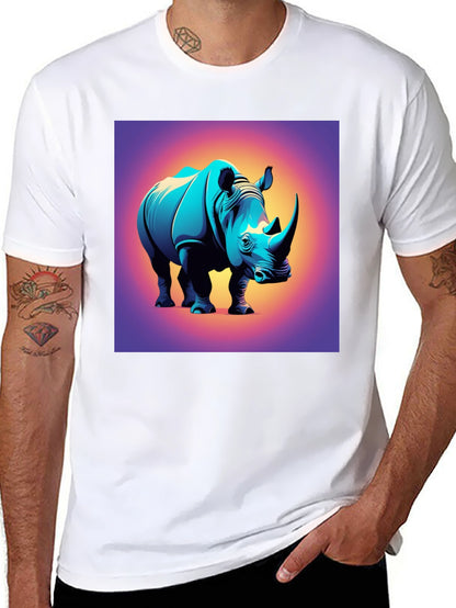 Camiseta Negra con Diseño de Rinoceronte Moderno