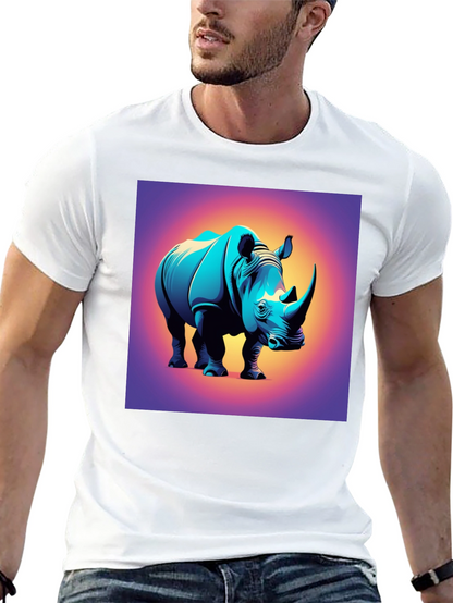 Camiseta Negra con Diseño de Rinoceronte Moderno