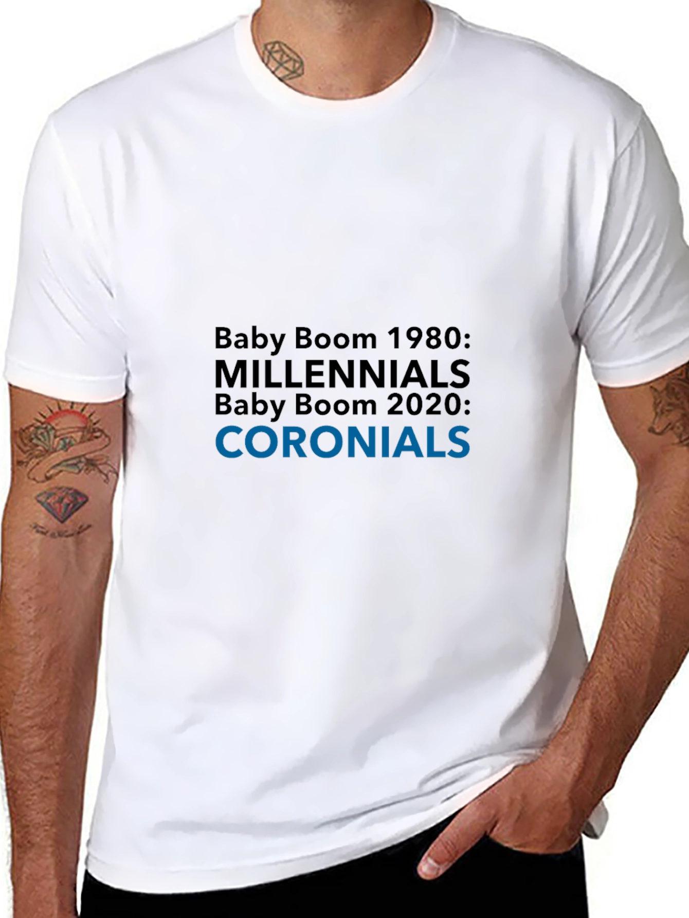 Camiseta Hombre: Baby Boom Millennials Coroniales