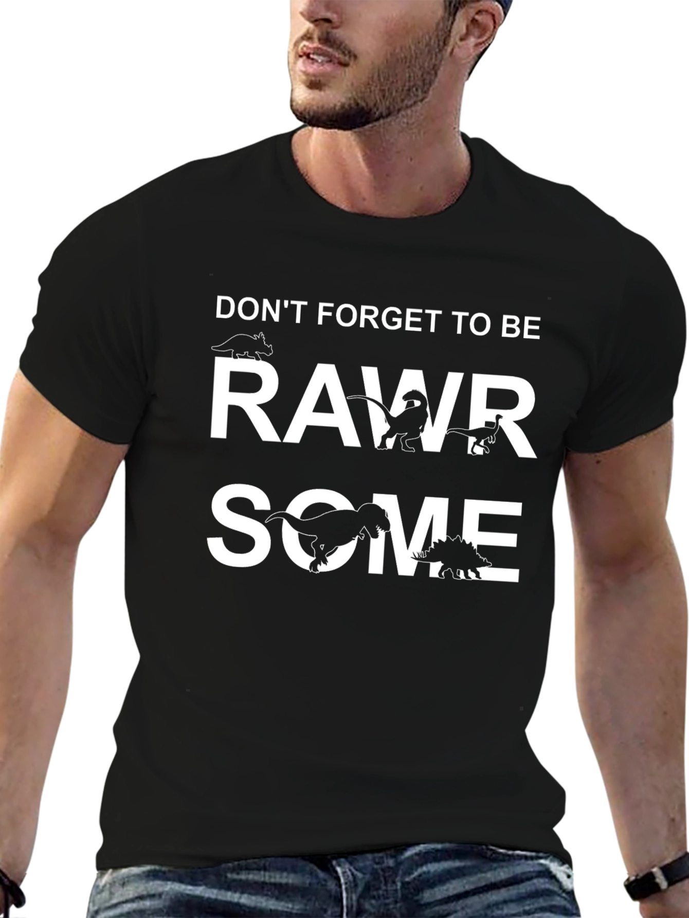 Camiseta Negra RawrSome de Dinosaurios