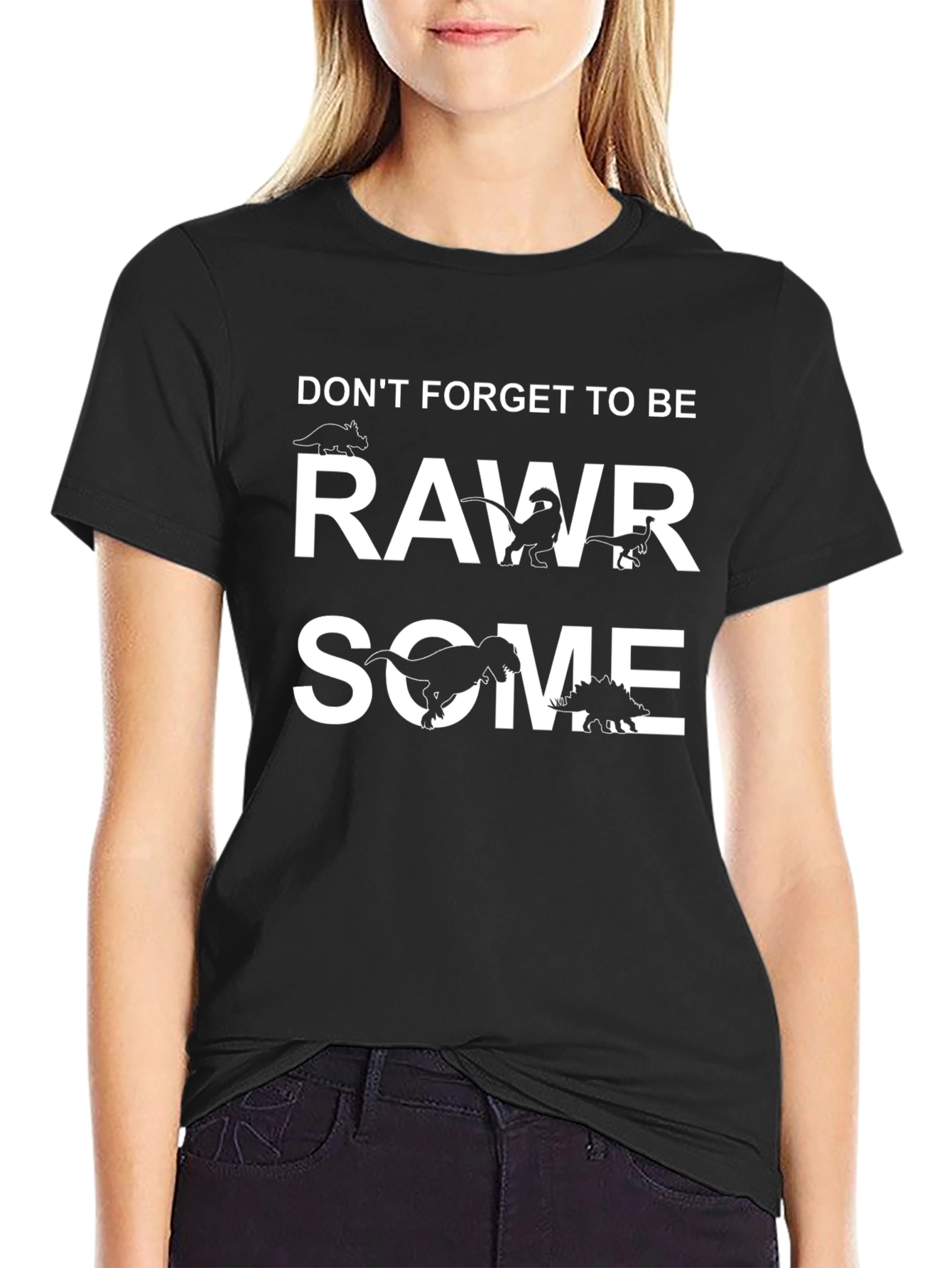 Camiseta Negra RawrSome de Dinosaurios