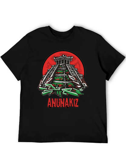 Camiseta Negra Anunnakiz Diseño Pirámide Maya