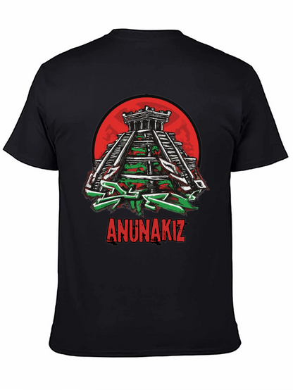 Camiseta Negra Anunnakiz Diseño Pirámide Maya