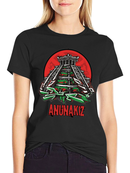 Camiseta Negra Anunnakiz Diseño Pirámide Maya
