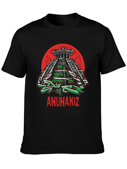 Camiseta Negra Anunnakiz Diseño Pirámide Maya