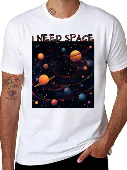 Camiseta Negra Necesito Espacio Diseño Galaxia