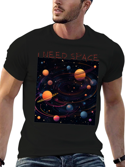Camiseta Negra Necesito Espacio Diseño Galaxia