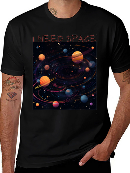 Camiseta Negra Necesito Espacio Diseño Galaxia