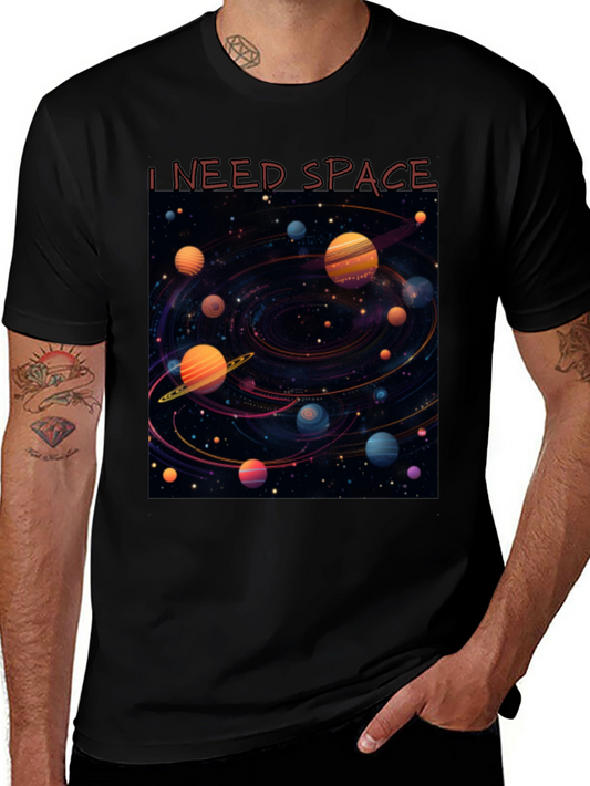 Camiseta Negra Necesito Espacio Diseño Galaxia