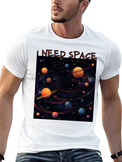 Camiseta Negra Necesito Espacio Diseño Galaxia