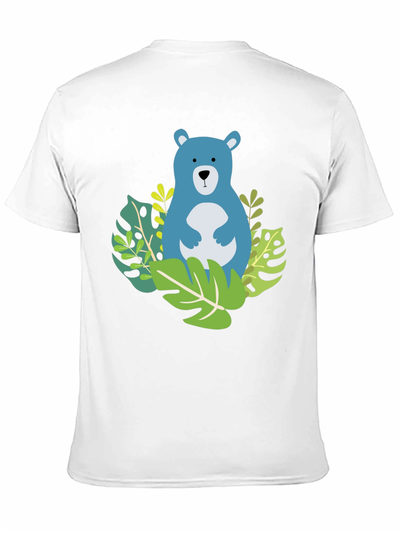 Camiseta Negra con Diseño de Oso Azul Tropical