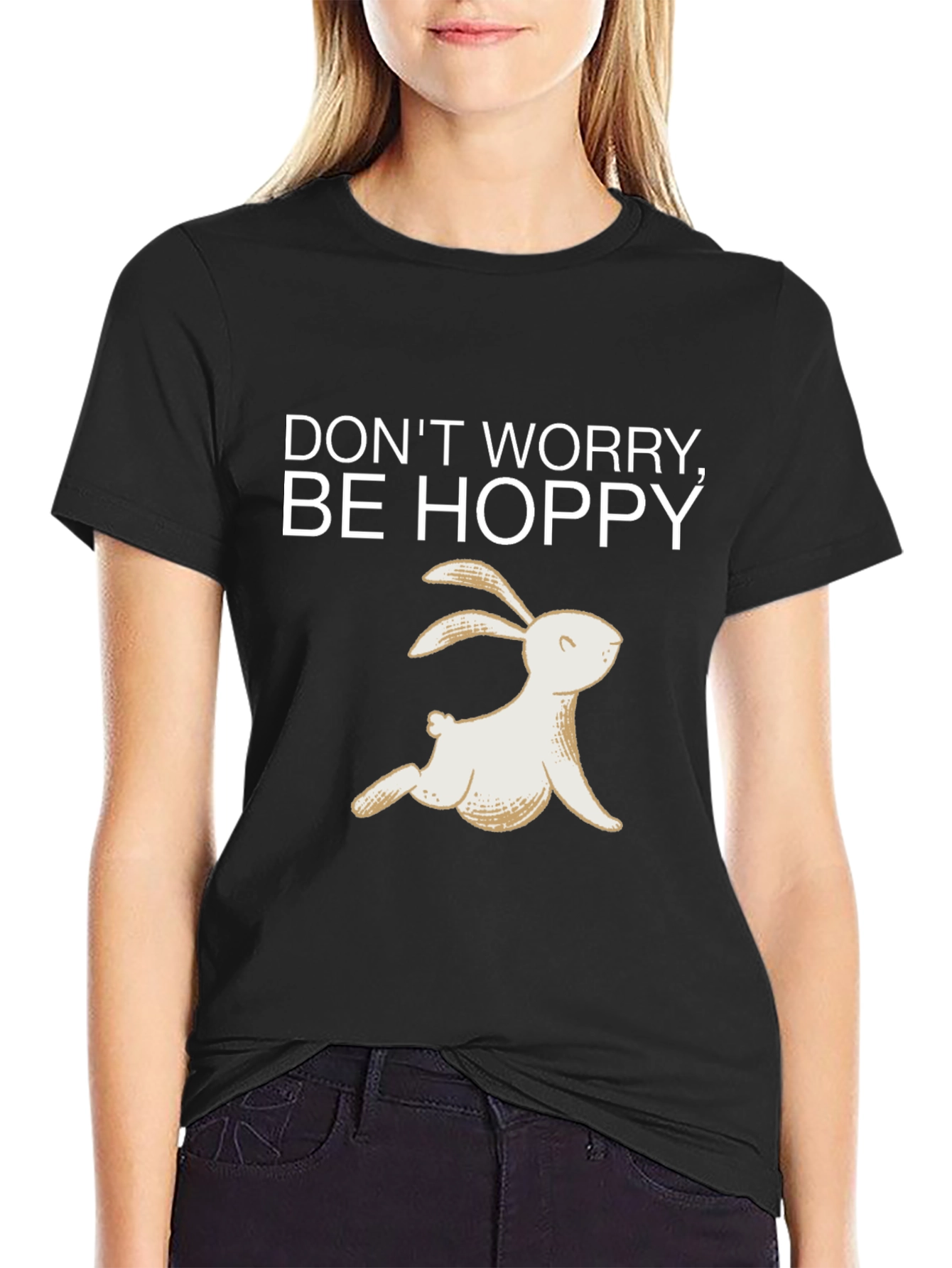 Camiseta Negra Be Hoppy Conejo Primavera
