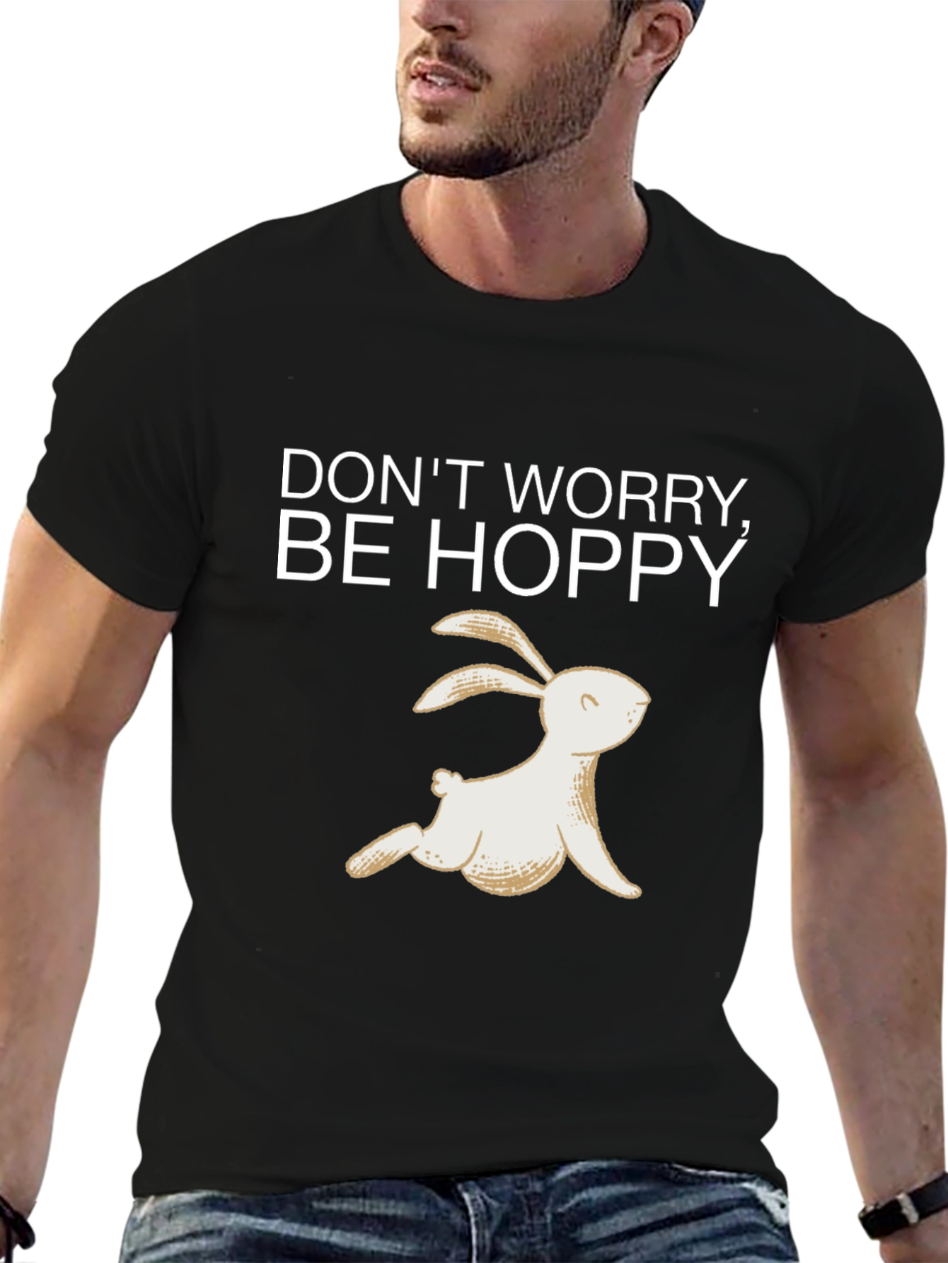 Camiseta Negra Be Hoppy Conejo Primavera