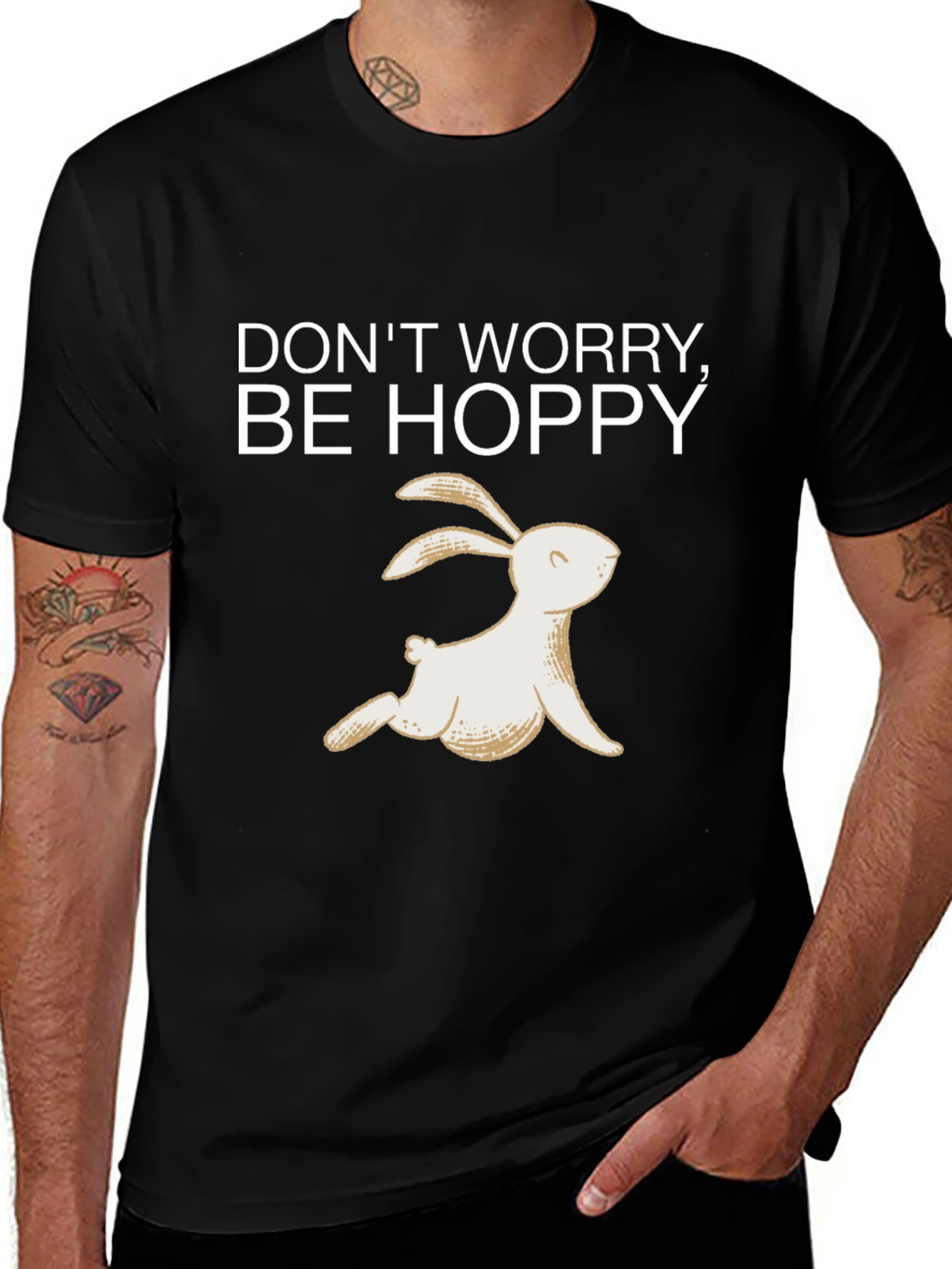 Camiseta Negra Be Hoppy Conejo Primavera
