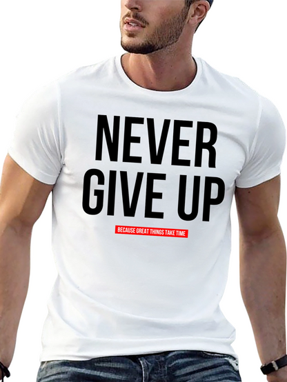 Camiseta Negra Motivacional Never Give Up
