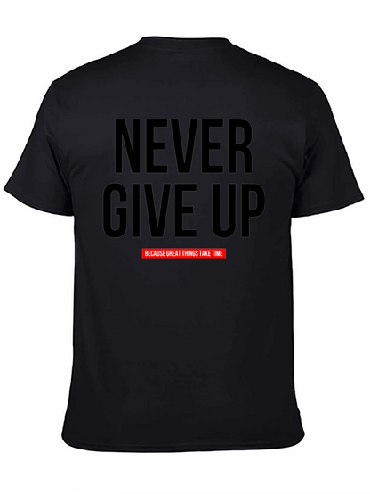 Camiseta Negra Motivacional Never Give Up