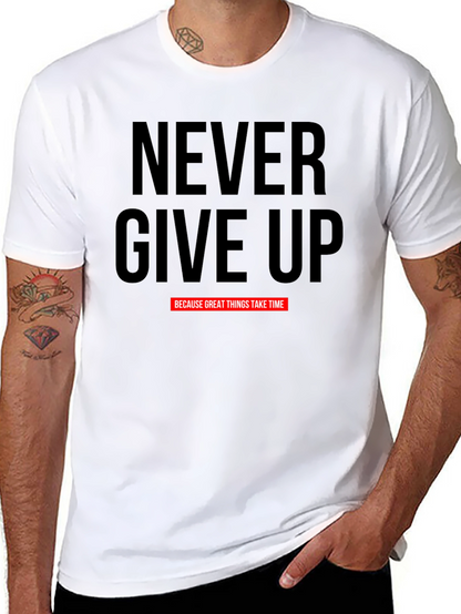 Camiseta Negra Motivacional Never Give Up