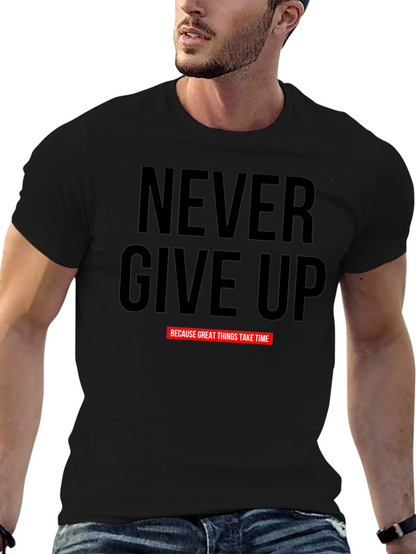 Camiseta Negra Motivacional Never Give Up