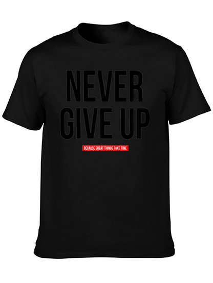 Camiseta Negra Motivacional Never Give Up
