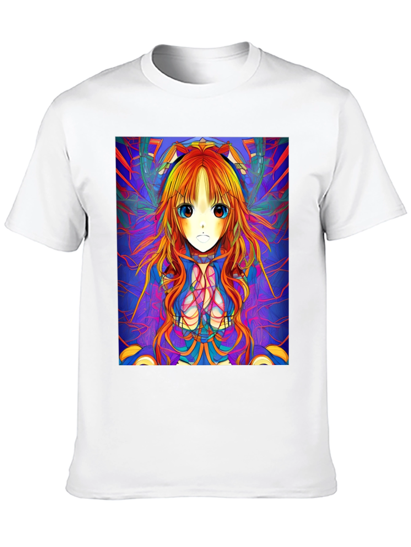 Camiseta Negra con Diseño Anime Psicodélico