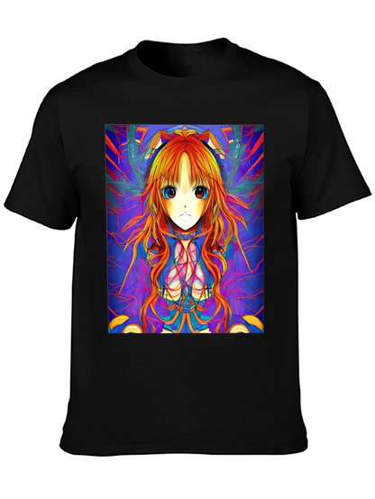 Camiseta Negra con Diseño Anime Psicodélico