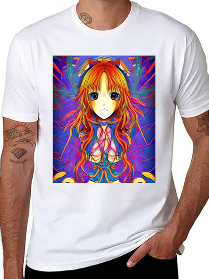 Camiseta Negra con Diseño Anime Psicodélico