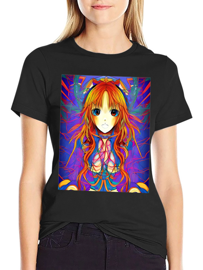 Camiseta Negra con Diseño Anime Psicodélico