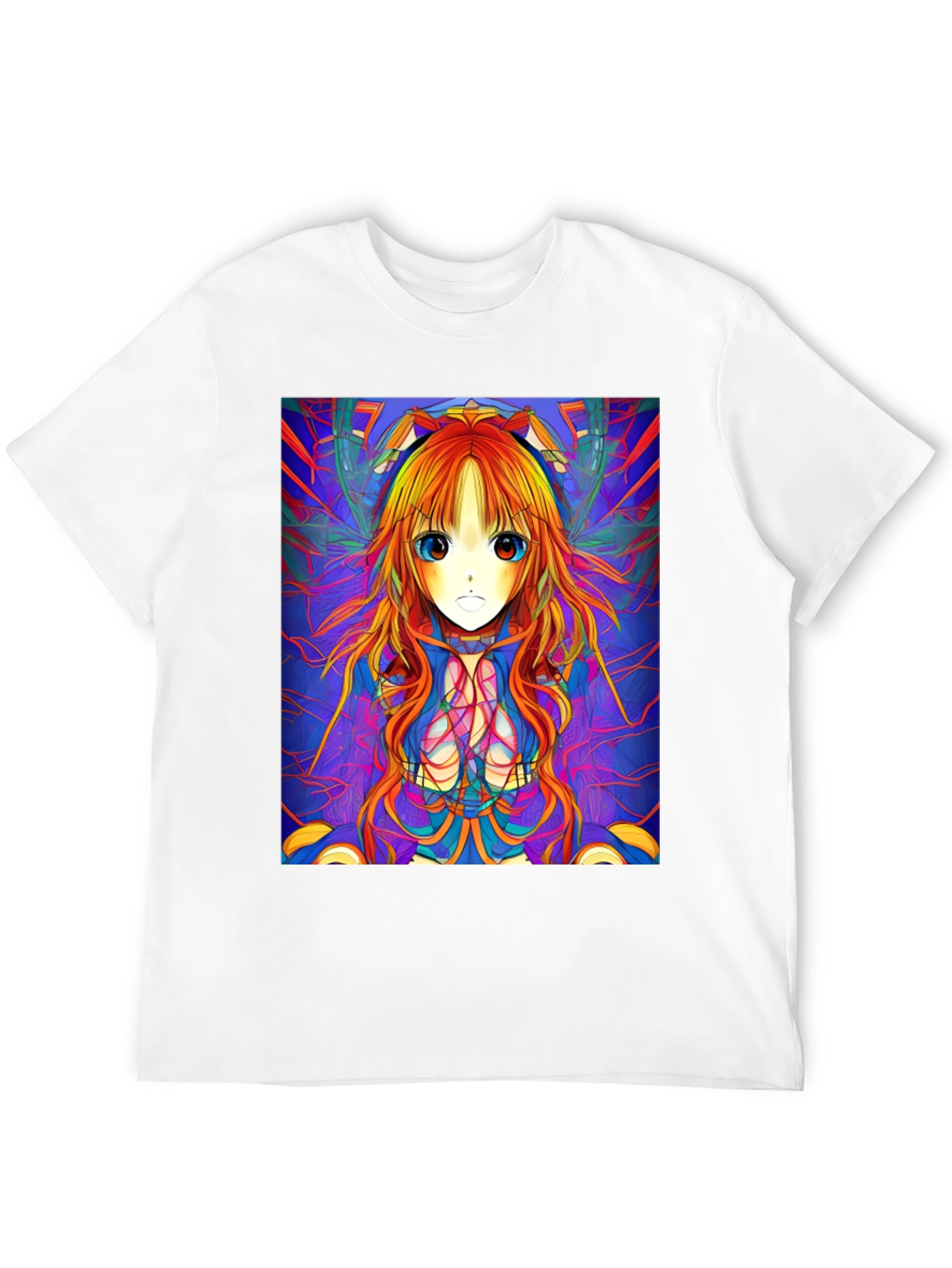 Camiseta Negra con Diseño Anime Psicodélico