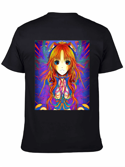 Camiseta Negra con Diseño Anime Psicodélico