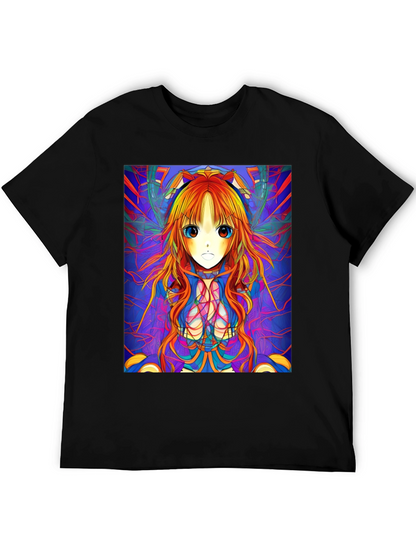 Camiseta Negra con Diseño Anime Psicodélico