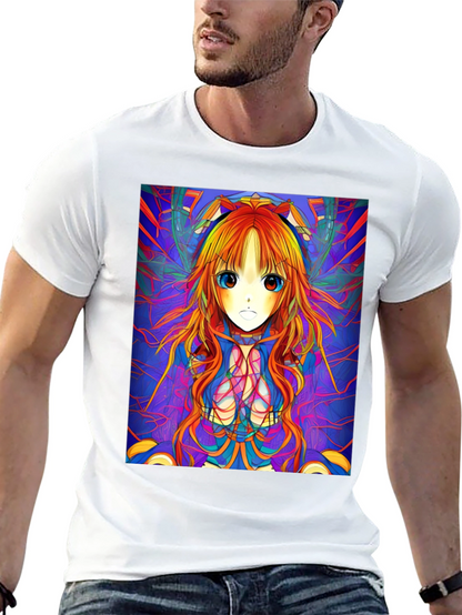Camiseta Negra con Diseño Anime Psicodélico